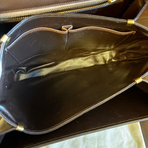 Celine triomphe Medium classique classic box brown canvas flat handbag Vintage - Picture 10 of 16